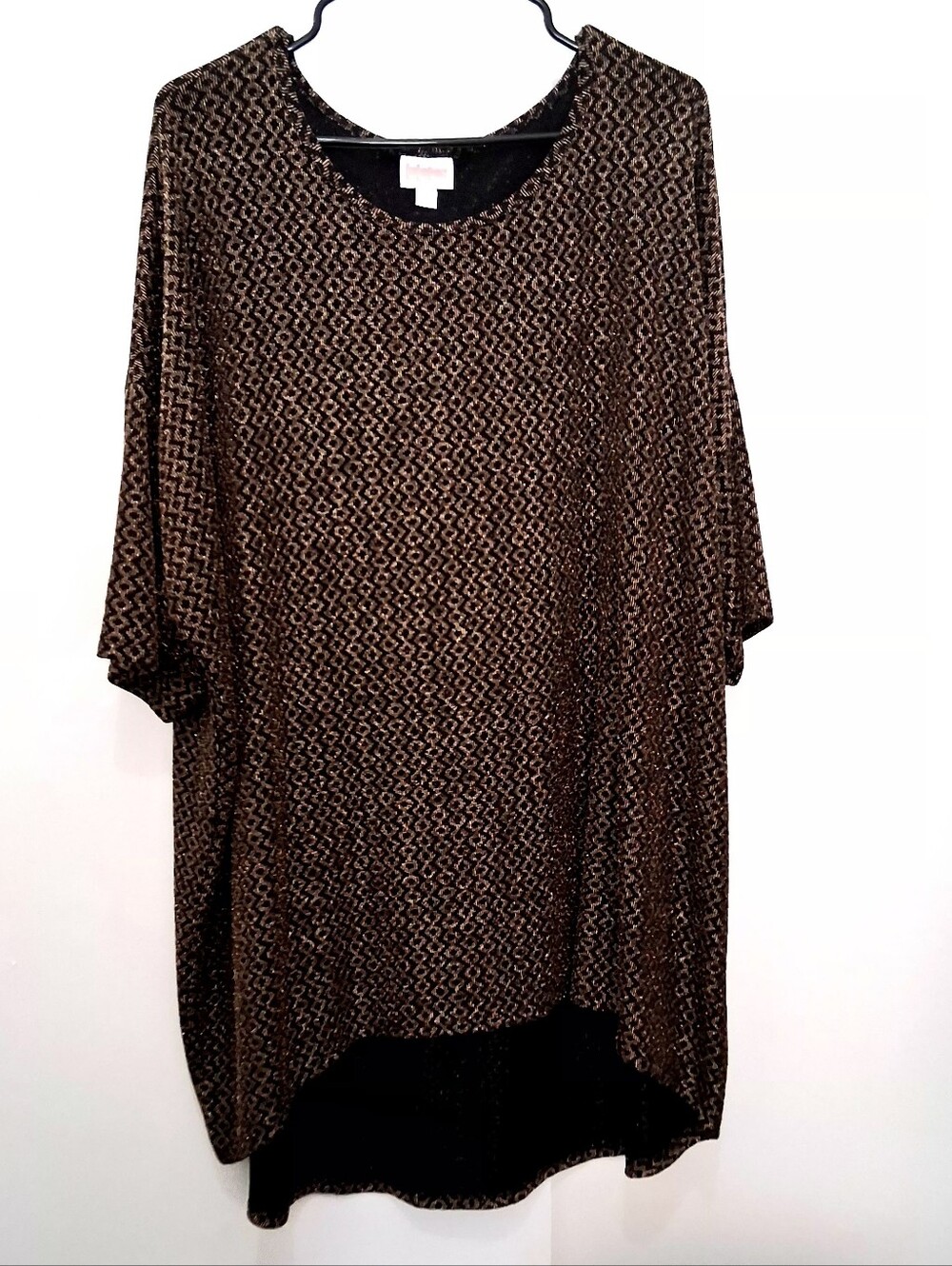 Gold Black Shimmering Scoop Neck Blouse Size 3X